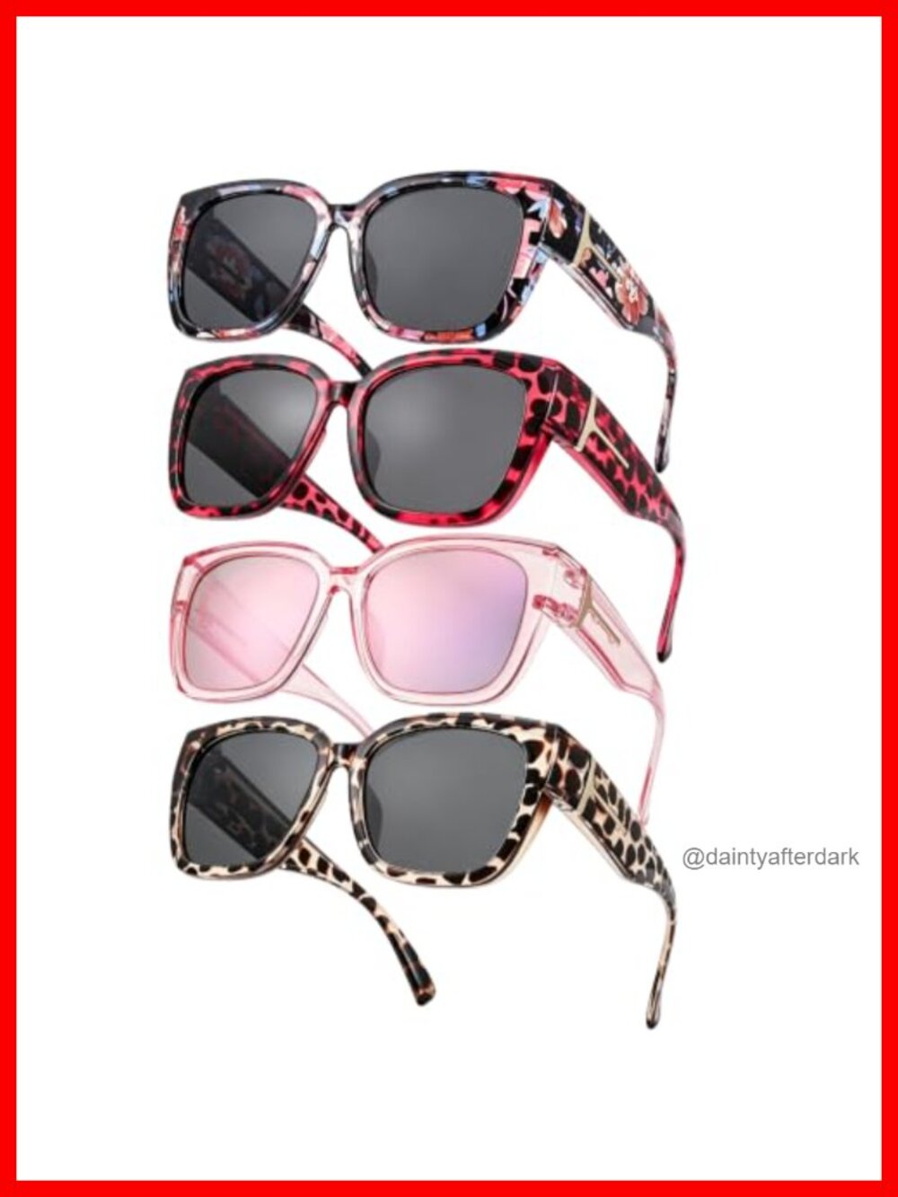 4 Pack Polarized Fit Over Sunglasses Oversized Square UV400 Lightweight